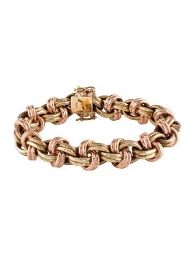 Pre-owned Bracelet 14k Two-tone Knot Link , 7.25" In Multi