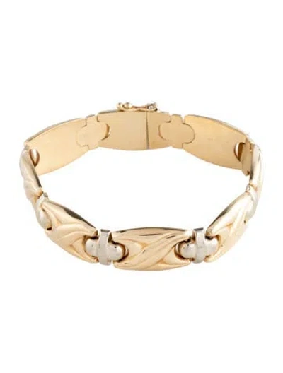 Pre-owned Bracelet 14k Two-tone Link , 6.75" In Multi