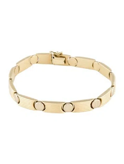 Pre-owned Bracelet 14k Two-tone Link , 7" In Multi