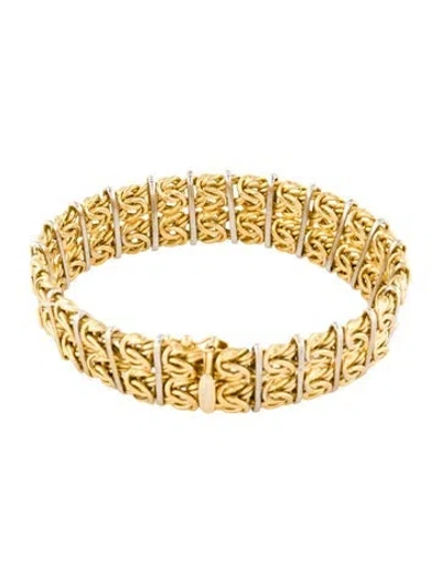 Pre-owned Bracelet 14k Two-tone Link , 7.5" In Multi