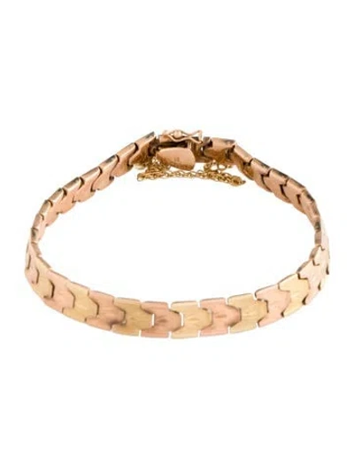 Pre-owned Bracelet 14k Two-tone Link , 7.5" In Multi