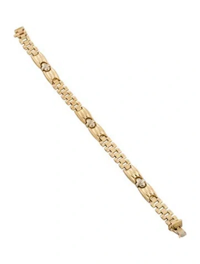 Pre-owned Bracelet 14k Two-tone Link Bracleet, 7" In Multi