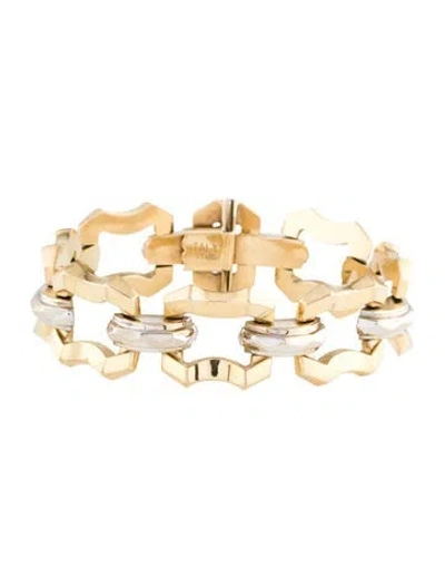 Pre-owned Bracelet 14k Two-tone Open Link , 7.25" In Multi