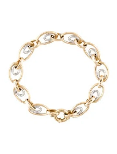 Pre-owned Bracelet 14k Two-tone Oval Double Link , 6.5" In Multi