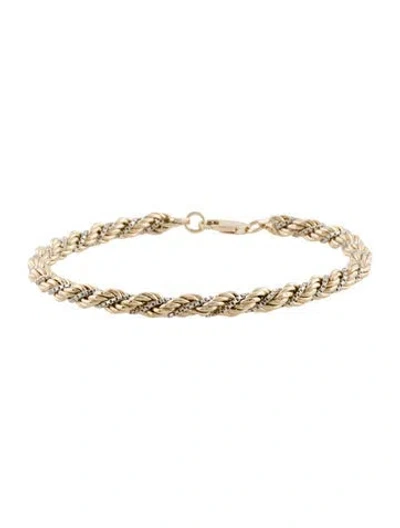 Pre-owned Bracelet 14k Two-tone Rope Chain Link , 7.25" In Multi