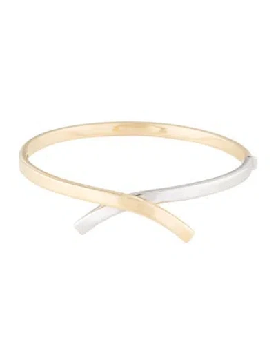 Pre-owned Bracelet 14k Two-tone X Hinged Bangle, 7" In Multi