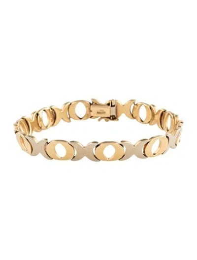 Pre-owned Bracelet 14k Two-tone 'xo' Link , 7.5" In Multi