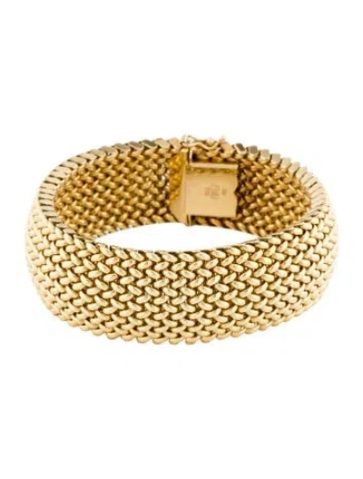 Pre-owned Bracelet 14k Wide Interlocking Mesh , 6.5" In Multi