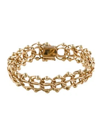 Pre-owned Bracelet 14k Wide Link , 6.5" In Multi