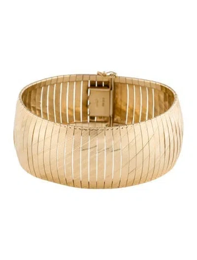 Pre-owned Bracelet 14k Wide Textured , 7.25" In Multi