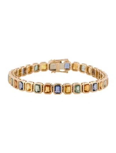 Pre-owned Bracelet 15.62ctw Sapphire Tennis , 7" In Gold