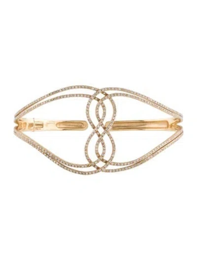 Pre-owned Bracelet 1.75ctw Diamond Woven Hinged Cuff, 6.75" In Multi