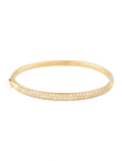 Pre-owned Bracelet 18k 1.00ctw Diamond Hinged Bangle , 6.75" In Multi