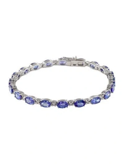 Pre-owned Bracelet 18k 10.27ctw Tanzanite & Diamond Line , 7" In Multi
