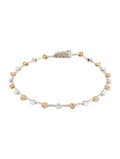 Pre-owned Bracelet 18k 1.09ctw Diamond Station , 7" In Multi