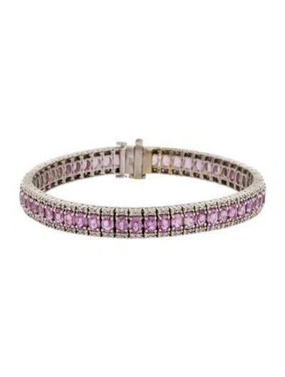 Pre-owned Bracelet 18k 11.68ctw Sapphire & Diamond Link , 6.75" In Multi