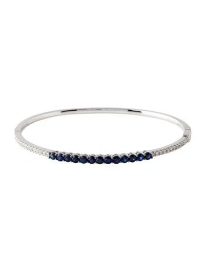 Pre-owned Bracelet 18k 1.17ctw Sapphire & Diamond Bangle, 6.75" In Multi