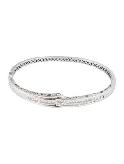 Pre-owned Bracelet 18k 1.26ctw Diamond Heart Bangle , 6.75" In Multi