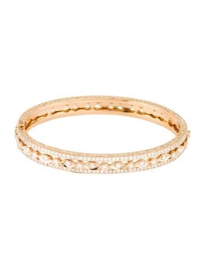 Pre-owned Bracelet 18k 1.32ctw Diamond Etched Bangle , 6.5" In Multi