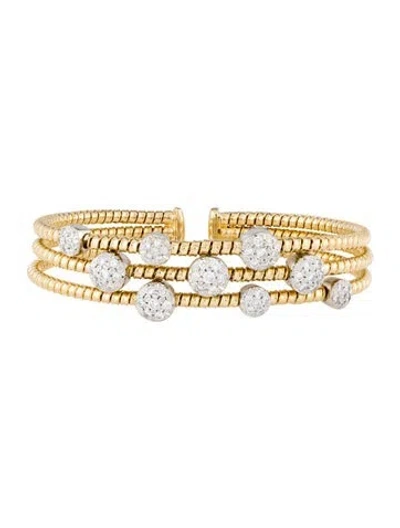 Pre-owned Bracelet 18k 1.34ctw Diamond Three Row Cuff , 6.5" In Multi