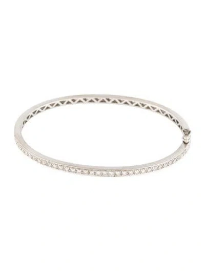 Pre-owned Bracelet 18k 1.39ctw Diamond Hinged Bangle , 6.75" In Multi
