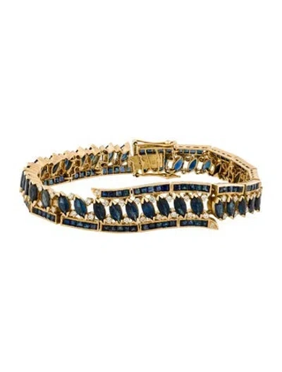 Pre-owned Bracelet 18k 14.29ctw Sapphire & Diamond Link , 7" In Multi