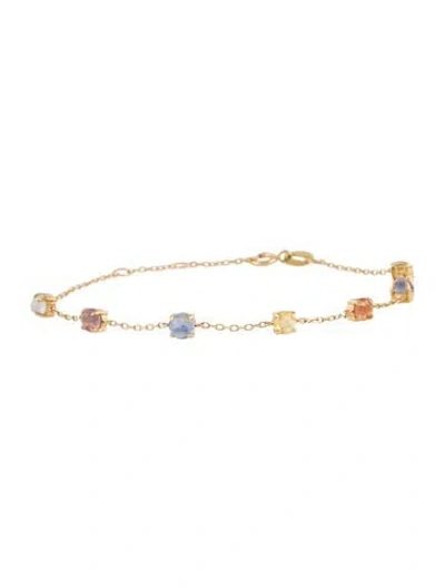 Pre-owned Bracelet 18k 1.47ctw Sapphire Station , 6.5" In Multi