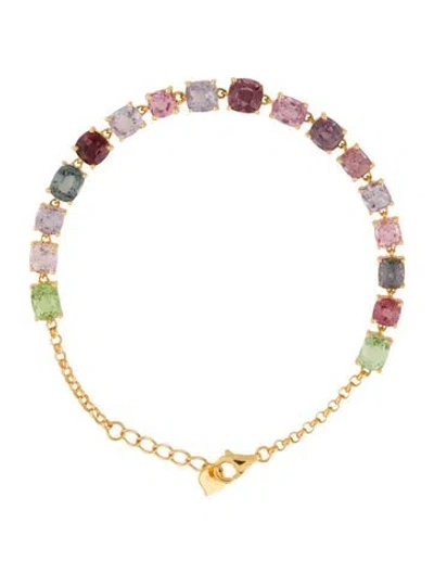 Pre-owned Bracelet 18k 1.54ctw Peridot & 14.70ctw Spinel Prong Set Link , 7" In Multi