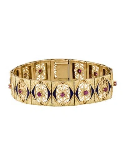 Pre-owned Bracelet 18k 1.63ct Ruby Link , 7.25" In Multi