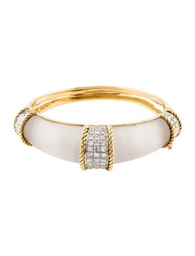 Pre-owned Bracelet 18k 1.68ctw Diamond & Quartz Bangle, 6.5" In Multi