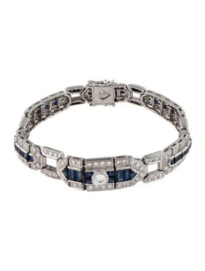 Pre-owned Bracelet 18k 1.72ctw Diamond & Sapphire Link , 6.75" In Multi