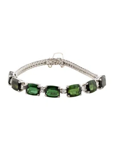 Pre-owned Bracelet 18k 17.71ctw Tourmaline & Diamond , 6.75" In Multi
