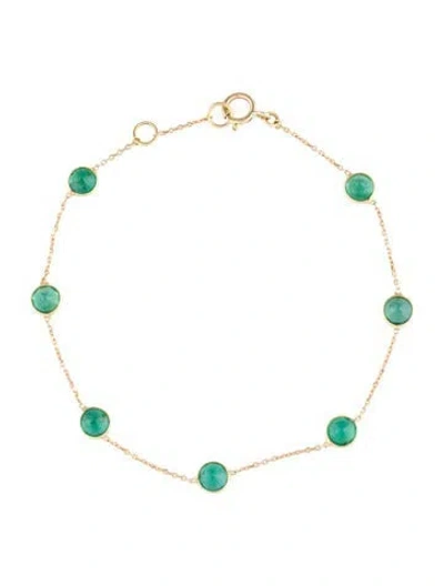 Pre-owned Bracelet 18k 1.82ctw Emerald Station , 6.75" In Multi