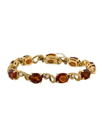Pre-owned Bracelet 18k 18.99ctw Citrine & Diamond Link , 6.5", 6.5" In Multi