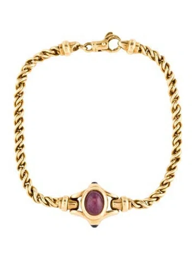 Pre-owned Bracelet 18k 2.08ct Ruby & Sapphire Link N, 7" In Multi