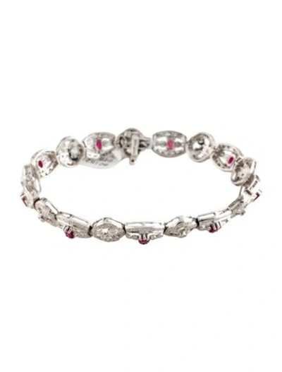 Pre-owned Bracelet 18k 2.09ctw Ruby & Diamond Tennis Link , 7.25" In Multi