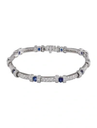 Pre-owned Bracelet 18k 2.10ct Sapphire & Diamond Link , 7" In Multi