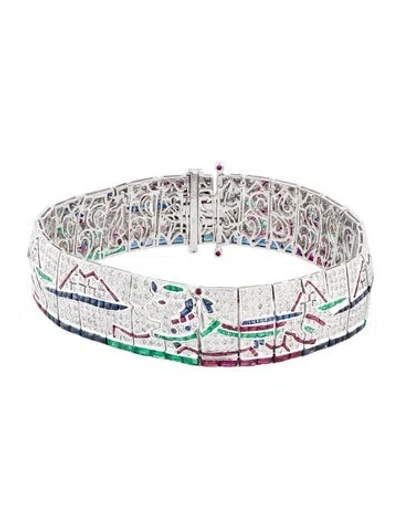 Pre-owned Bracelet 18k 2.14ctw Diamond & Multi-stone Egyptian Link , 7"