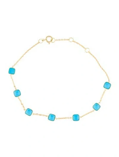 Pre-owned Bracelet 18k 2.24ctw Turquoise Station , 7.25" In Multi