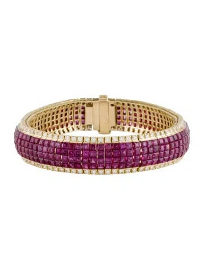 Pre-owned Bracelet 18k 24.64ct Ruby & Diamond , 7" In Multi