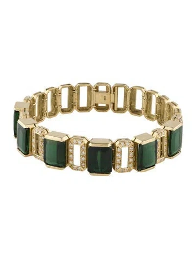 Pre-owned Bracelet 18k 25.02ctw Tourmaline & Diamond Link , 7" In Multi