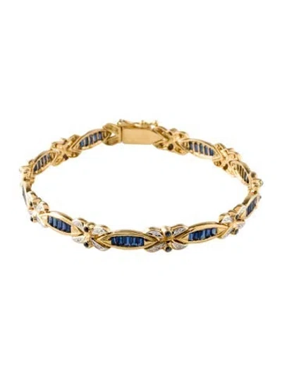 Pre-owned Bracelet 18k 2.69ctw Sapphire & Diamond Link , 7.25" In Multi