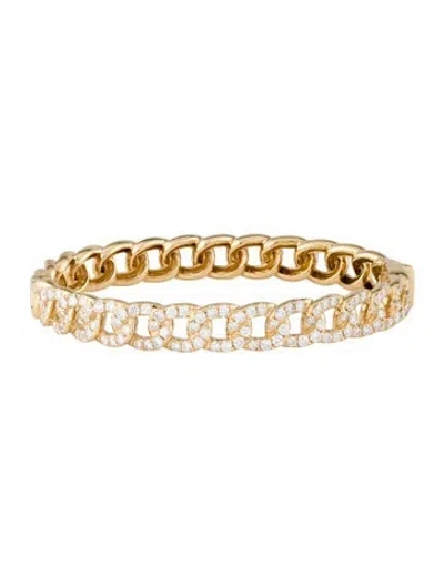 Pre-owned Bracelet 18k 2.79ctw Diamond Curb Link Bangle , 6.5" In Multi