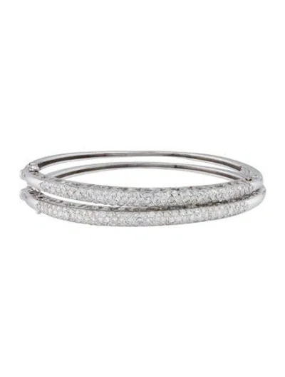 Pre-owned Bracelet 18k 2.87ctw Diamond Hinged Bangle  Set, 6.25" In Multi
