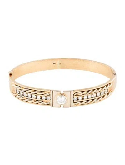 Pre-owned Bracelet 18k 3.30ctw Diamond Hinged Bangle , 7.75" In Multi