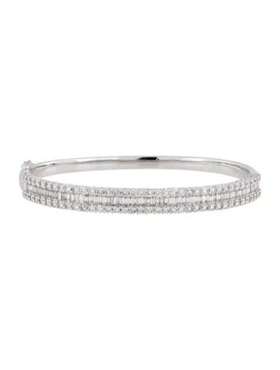 Pre-owned Bracelet 18k 3.41ctw Diamond Hinged Bangle , 6.75" In Multi