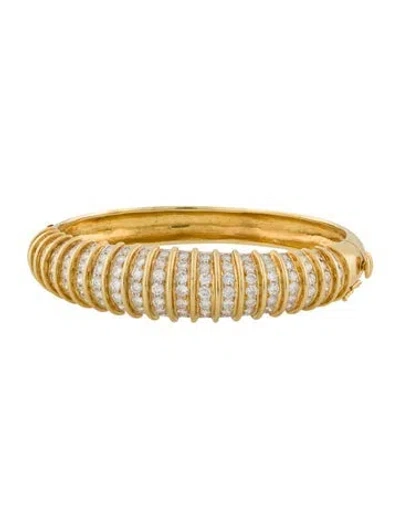 Pre-owned Bracelet 18k 3.47ctw Diamond Hinged Bangle, 6.25" In Multi
