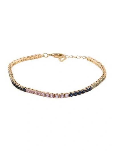 Pre-owned Bracelet 18k 3.62ctw Multicolor Sapphire Tennis , 6.75"