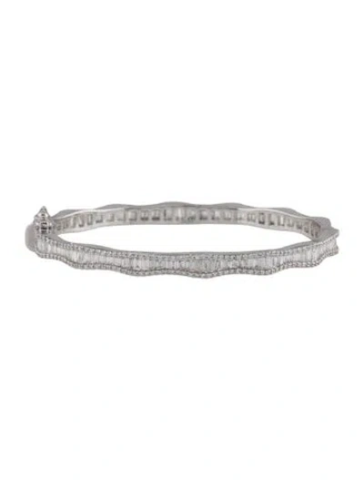 Pre-owned Bracelet 18k 3.66ctw Diamond Hinged Bangle, 6.25" In Multi