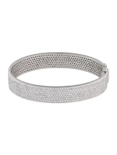 Pre-owned Bracelet 18k 4.18ctw Diamond Hinged Bangle , 5.5" In Multi